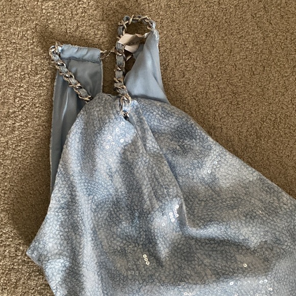 Michael Kors Metallic Blue Sequin Chain Halter Neck Sleeveless Dress - Picture 5 of 7